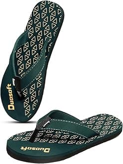 Flip Flops with Triangle Pattern, Black and White, Comfortable Beach Slippers For Men's