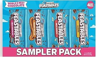 Feastab Best Games, Mr. Beast Chocolate Bar Variety Pack - Milk Chocolate, Peanut Butter, Milk Crunch and Almond Beast Bars - 8.4oz/4ct