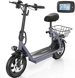 Caroma Peak 1200W Electric Scooter with Seat, LED Display and 3 Speed Modes,500Wh Battery up to 30Miles, Foldable Electric Scooter with Basket & Height Adjustable Seat