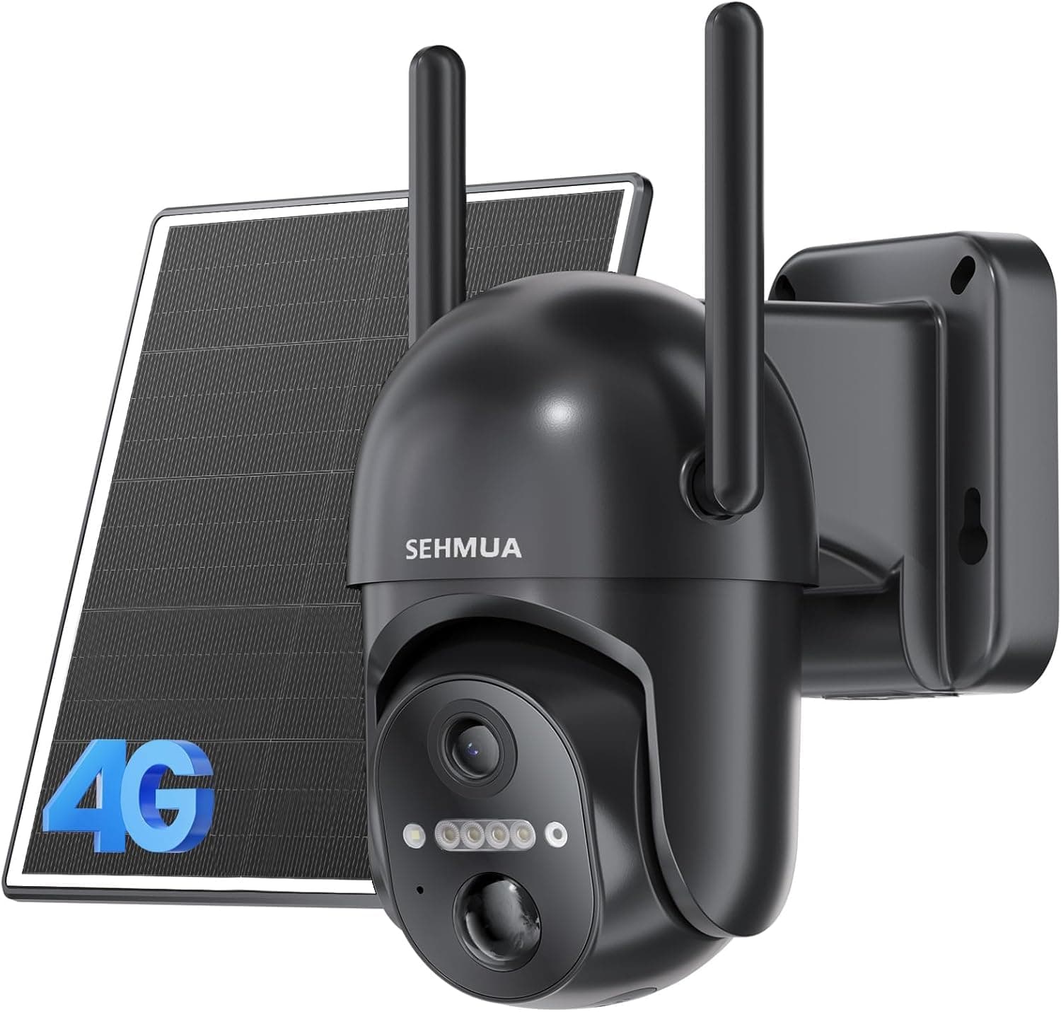 SEHMUA 4G LTE Cellular Solar Security Camera Wireless Outdoor, No WiFi Solar Powered Camera, 360° Live View, 2K Color Night Vision, PIR Motion Sensor, 2 Way Talk, Built in SIM Card
