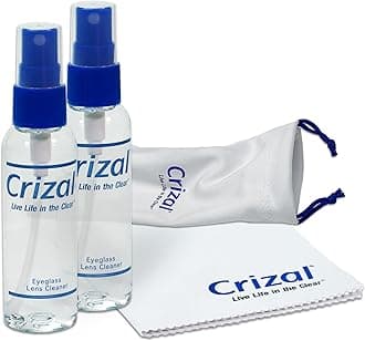 CrizalEyeglass Lens Cleaner Kit, 1 Doctor Recommended for Anti Reflective Lenses and Coating, 2oz Crizal Spray (2 Bottles) w/Crizal Microfiber Cloth and Crizal Pouch, 1pk