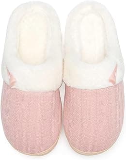NineCiFun Women's Slip on Fuzzy Slippers Memory Foam House Slippers Outdoor Indoor Warm Bedroom Shoes Fur Lined