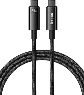 - 240W PD 3.1 5A QC 4.0 Fast Charging USB C Cable - Zinc Alloy Nylon Braided Type C Data Cable for Samsung S21 S20+ S10 Note 10 iPad Pro MacBook Pro Pixel (3.3Ft) Black
