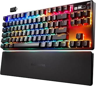 SteelSeries Apex Pro TKL Wireless - HyperMagnetic 2.4GHz Wireless Gaming Keyboard - World’s Fastest Keyboard - Adjustable Actuation - Esports Tenkeyless - PBT Keycaps - USB-C - American QWERTY Layout