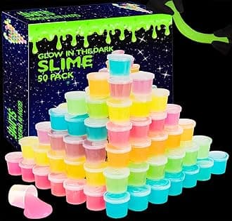 Glow in The Dark Party Favor Slime, Jumbo 50 Pack Galaxy Slime for Boys Girls Glow in The Dark Party, Small Size Slime for Kids Goody Bag Stuffer, Birthday, Idea.…