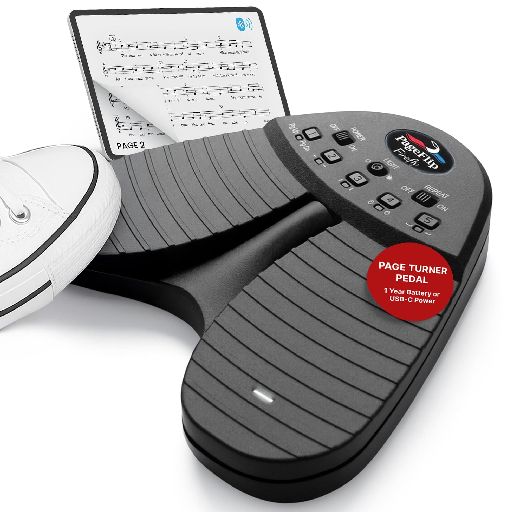 PageFlip Firefly Bluetooth Page Turner Pedal – Programmable, Illuminated Foot...