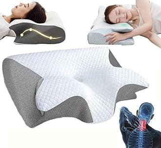 Memory Foam 2 in 1 Ergonomic Pillow,Soft Comfortable Sleep Pillow,Memory Foam Neck Pillow for Improve Sleep Quality (Grey)