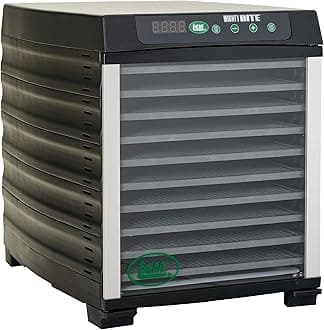 LEM Products MightyBite 10-Tray Dehydrator, Food Dehydrator for Beef Jerky, Meat, Vegetables, and Fruits, Includes Dryer Machine and 10 Trays, Black