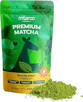 Miaroo Japanese Ceremonial Grade Matcha Green Tea Powder - Coffee Replacement for Energy, Calm Focus & No Jitters or Crash | Perfect for Lattes, Smoothies, Detox & baking, 50g Matcha (25 Servings, 70mg Caffeine)