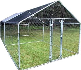 Chicken Run 10x10/20/30 ft. Movable Coop Poultry Dog Rabbit Hen Cage Pen Metal (10'x20') Does NOT Include Long Pipe