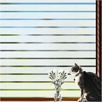 VIseeko Window Privacy Film, Blinds Style Frosted Vinyl for Glass Windows Decorative Static Cling Anti Uv Film for Home,Glass Door,Bathroom,Office 23.6x157.5in