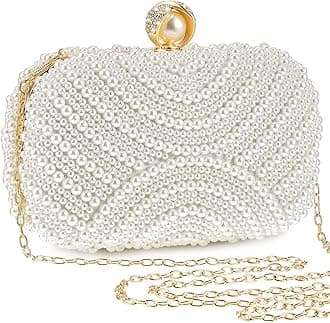 - Pearl Clutch Purse Women Evening Bag Beaded Handbag Artificial Pearl Bride Purse with Chain for Wedding 1920s Party