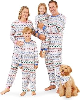 Family Matching Kids Christmas Pajamas: Fair Isle Reindeer and Snowflake Patterned PJS for Family Reunion Christmas Party Take Photos Gift for Couples - Kids 11-12 Years
