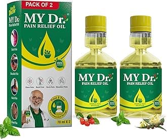 My Dr.® Pain Relief Oil – Ayurvedic Oil for Joint, Knee, Back, Neck, Shoulder, Ankle, Elbow, hip & Muscle Pain | Fast & Long-Lasting Relief from Arthritis, Sciatica, Stiffness & Chronic Pain | Non-Sticky & No Massage Required | Enriched with 9 Herbs | Easy-to-Use Press & Pour Pack | 70ml Pack of 2