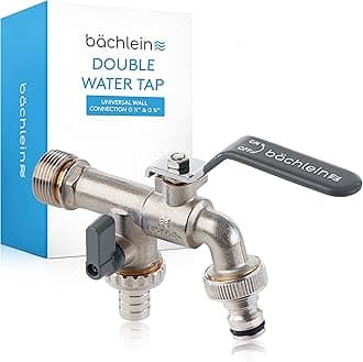 Universal Double Outlet Tap for The Garden [Anthracite] incl. 2 Hose Connections - Noble Double Water Tap with 1/2 and 3/4 Inch Connection, Double Ball Outlet Valve