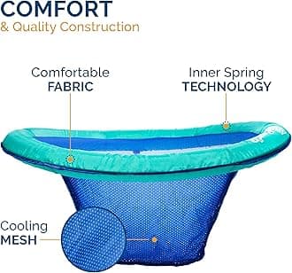 SwimWays Spring Float Papasan Inflatable Pool Lounger with Hyper-Flate Valve