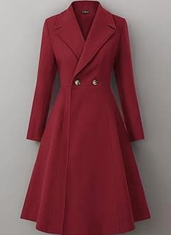 CURLBIUTY Women's Pea Coat Double Breasted A Line Long Trench Coat Winter Dress Coat with Pockets