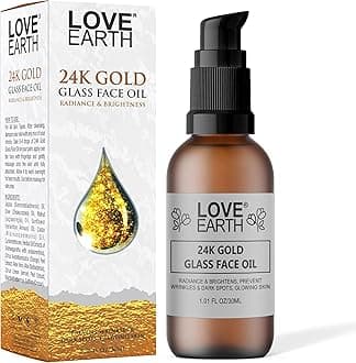 LoveEarth 24K Gold Glass Face Oil – Radiance-Boosting Formula with Pure Essential Oils & Real 24K Gold Flakes | Hydrating, Anti-Aging & Paraben-Free Skincare | 30ml