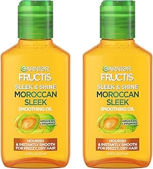 Garnier Fructis Sleek & Shine Moroccan Sleek Smoothing Oil for Frizzy, Dry Hair, Argan Oil, 3.75 Fl Oz, 2 Count (Packaging May Vary)