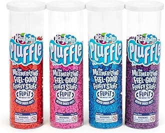 Pluffle® 4-Pack - Sensory Bin Foam Set, No Mess Alternative to Sand Toys & Slime for Toddlers at Home or in The Classroom, Fun Sensory Table Filler, Gift for Kids Ages 3+