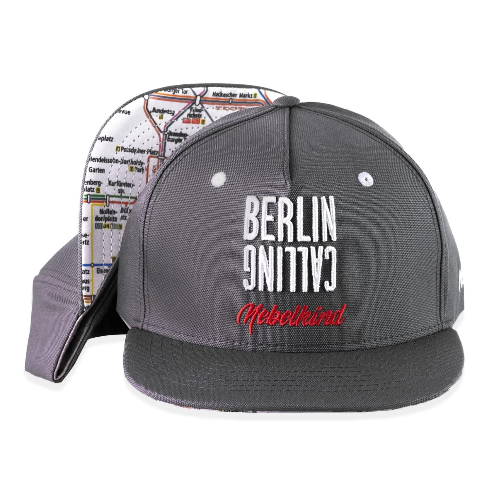 Snapback-Cap Men Women Berlin Grey, OneSize, Base-Cap, Size Adjustable, Unisex, Trendy, Streetwear Style, Baseball Cap with Straight Peak, Retro