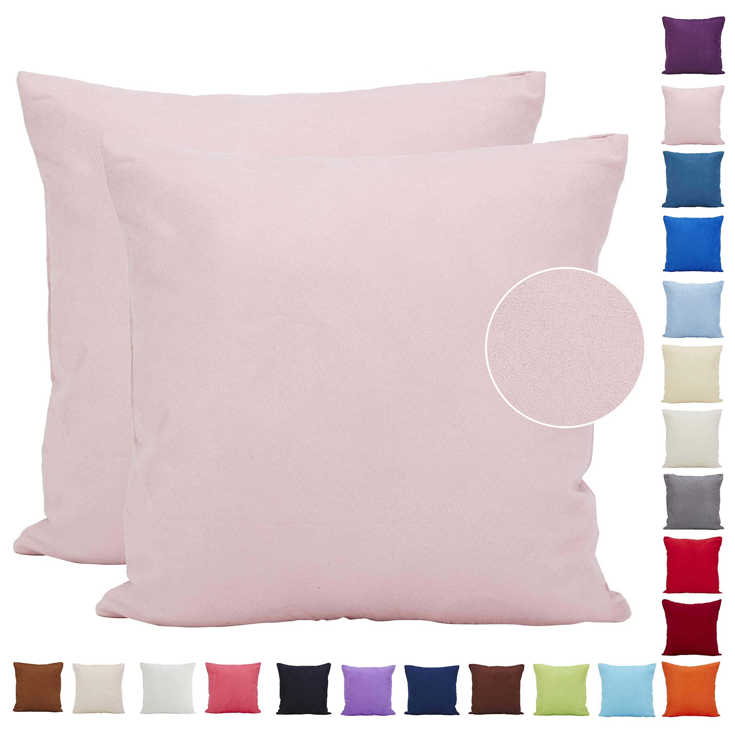 Comoco® 2Pcs Solid Color Lightweight Faux Suede Series Pillowcase Home Decor Sofa Throw Pillow Covers Available In 21 Colors and 7 Sizes (45x45cm,Pale Pink)