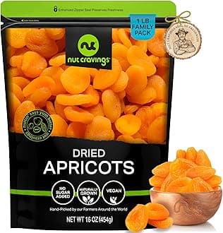NUT CRAVINGS - Dried Turkish Apricots, No Sugar Added, Unsweetened (16oz, 1 LB) Sweet Healthy Snack, Vegan, Resealable Bag