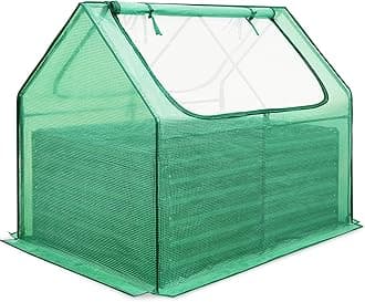 Quictent 4x3x2ft Galvanized Raised Garden Bed with Cover Metal Planter Box Kit, w/ 2 Large Screen Windows Mini Greenhouse 20pcs T Tags 1 Pair of Gloves Included Outdoor Growing Vegetables (Green)