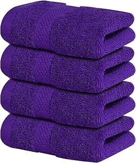 Infinitee Xclusives Luxury Wash Cloths for Showering [13x13] – 100% Cotton Washcloths [Pack of 4], Soft and Absorbent Face Towels for Bathroom Wash Clothes, Gym, and Spa (Profound Purple)