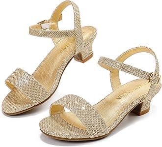 LAURMOSAGirls Sandals Grils Dress Shoes Wedding Party Open Toe Glitter High Heels for Little Big Kids Toddler