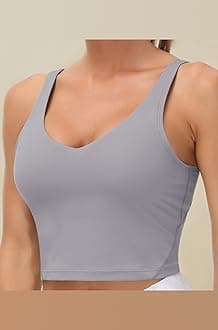 THE GYM PEOPLE Womens' Sports Bra Longline Wirefree Padded with Medium Support