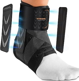 Slim-Fit Ankle Brace for Sprained Ankle, Quick Lace Up Ankle Support for Women Men With 2 Auto-Shaped Pads, Air Fabric Cool Ankle Stabilizer for Injury Recover, Running,Sports, S(11”-12”)