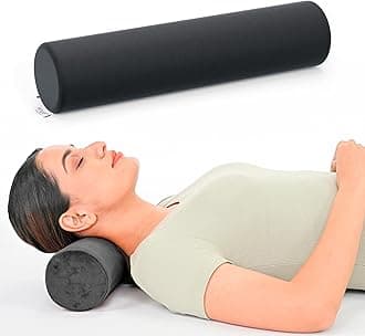 - Cervical Neck Roll Pillow for Neck Pain Relief - Memory Foam Neck Pillow for Bed | Round Neck Pillows for Sleeping | Bolster Pillow for Bed, Legs and Back (Dark Grey)