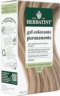 Permanent Hair Colour Gel 10C Platinum Blonde Ash - 170 ml | Ammonia Free, 100% Coverage for White Hair | For Sensitive Skin, with 8 Natural Organic Extracts