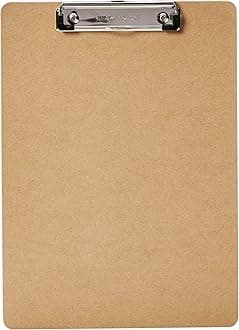 Amazon Basic Clipboard Office Hardboard 6 Pack, Brown
