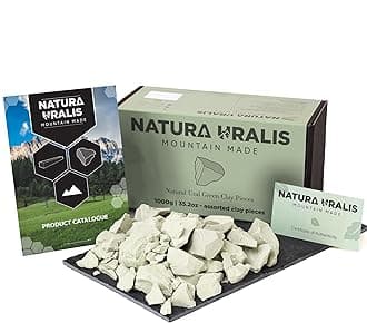 Natura Uralis Ural Clay | 35oz Natural Clay, Pastel to Verdant Green - Amazing Crunch, Satisfying Earthy, Velvety and Firm Texture, ASMR Sensation