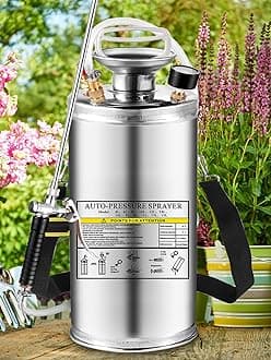 Stainless Steel Sprayer 3 Gallon - Steel Hand-Pump Sprayer, with 3.3-inch Reinforced Hose - Garden Sprayer for Home, Gardening, Ground Cleaning(3Gallon)