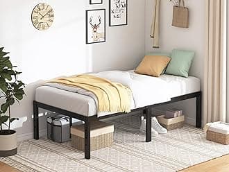 Twin Bed Frame - 18 in Sturdy Platform Bed Frame Twin Size, Heavy Duty Metal Bed Frame No Box Spring Needed, Quick & Easy Assembly, Noise Free, Black