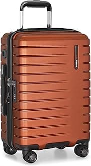 Traveler's Choice Archer Polycarbonate Hardside Spinner Luggage Set, Tie Down Straps, Orange, Carry-On 21-Inch