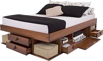 Memomad Bali Super King Size Bed Frame 180x200, Modern Wooden King Size Bed with Leather Accents, Sturdy and Spacious, Handcrafted Look, Natural Finish, Space-Saving Design, Double Bed Frame