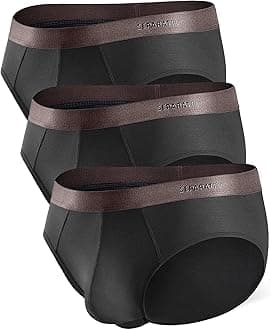 Separatec Mens Underwear With Pouch Breathable Cooling Rayon Made from Bamboo Underwear, Dual Pouch Mens Briefs 3 Pack