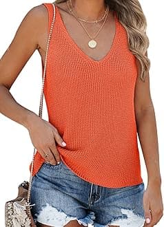 Tutorutor Womens Summer Sleeveless V Neck Sweater Vest Fall Knitted Loose Cami Tank Tops