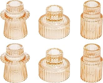 Vixdonos Set of 6 Glass Candlestick Holders