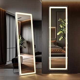 DUMOS 16"×59" Full Length Mirror with Light, LED Floor Full Body Mirror with 3 Color Lighting, Wall Mounted Stand Mirror for Bedroom, Dressing Room, Living Room, Bathroom
