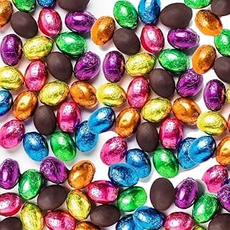 100pcs Chocolate Foiled Mini Eggs for Christmas Egg Hunt | 500g Solid Milk Chocolate Multi Colored Balls for Christmas Bags filling