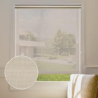 Persilux Custom Solar Screen Roller Shades 5% Openness Light Filtering View Through Glare Control Sheer Blinds for Windows Thermal Insulated Window Shades for Living Room, Easy to Install (Cocoa)