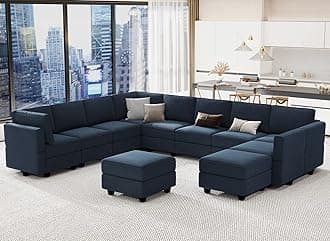 Belffin Modular Sectional Sofa with Ottomans Velvet Oversized U Shaped Sofa Couch with Storage Seats Sofa Set with Reversible Chaise Velvet Blue…