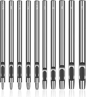 10Pcs Leather Hole Punch Cutter 0.5mm-5mm Leather Working Tools for Leather Watch Bands Belts Canvas Paper Plastics Round Hollow Hole Punch Cutter Tool (Round Hole Punch)