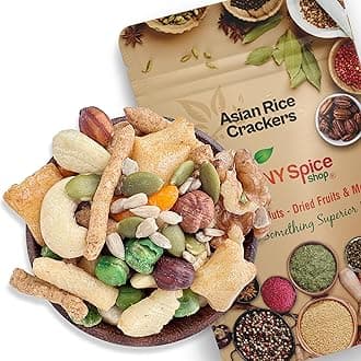 NY Spice Shop Asian Rice Crackers - 1 Pound Rice Snacks - Crunchy, Spicy, Natural & Mixed Rice Crackers - No Artificial Colors