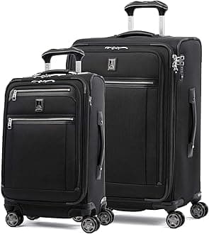 Travelpro Platinum Elite Softside Expandable Luggage, 8 Wheel Spinner Suitcase, USB Port, Fits up to 15" Laptop, Men and Women, Business Plus, Shadow Black, 2-Piece Set (21/25), Platinum Elite